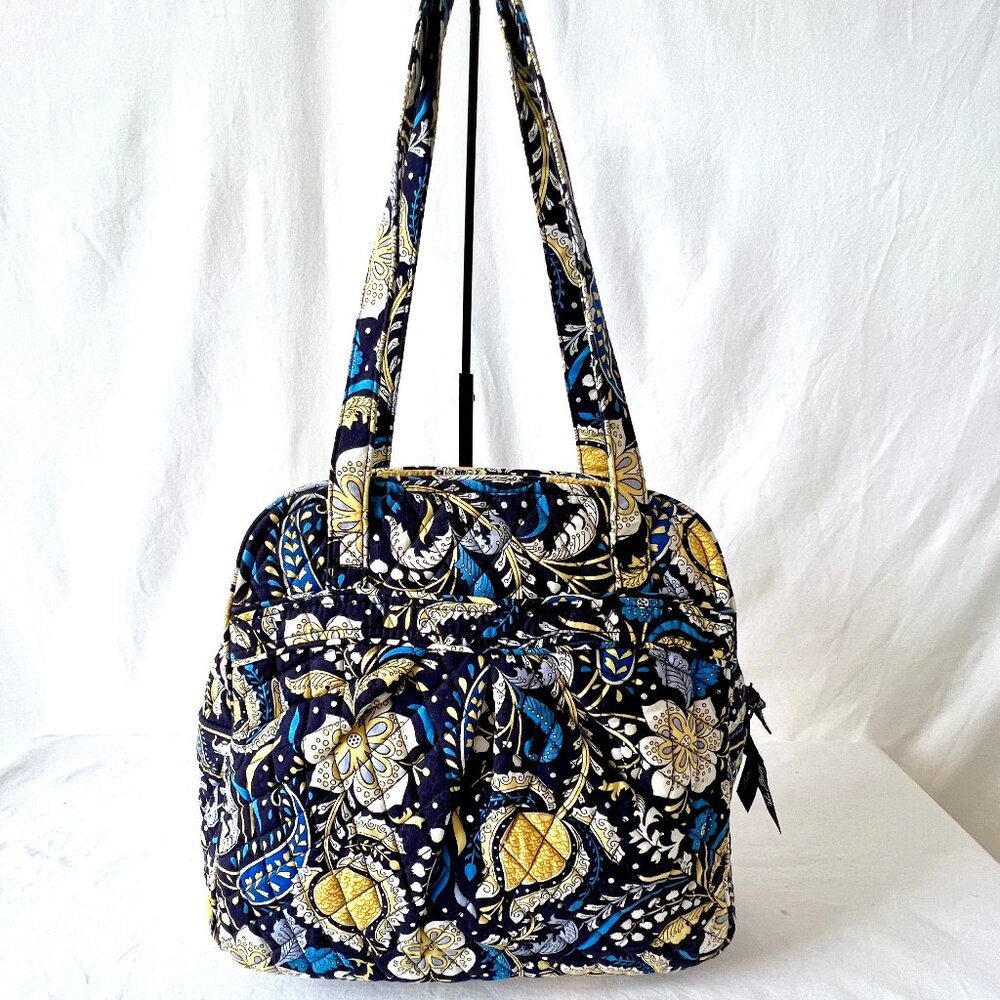 Vera Bradley Ellie Blue Sweet Pleat Double Handle Shoulder Bag, EC!